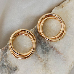 Kolczyki pozłacane duże kółka wkrętki plecione