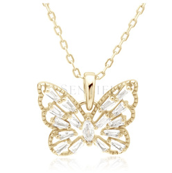 Naszyjnik pozłacany motyl wysadzany cyrkoniami