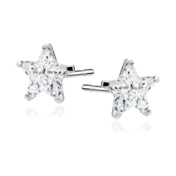 Kolczyki Stella srebrne gwiazdki z białą cyrkonią 4 mm