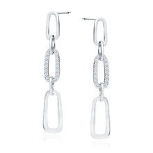 Kolczyki srebrne duże łańcuchy z cyrkoniami