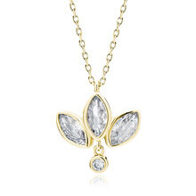 Srebrny pozłacany naszyjnik pr.925 z białymi cyrkoniami