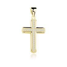 Srebrny (pr.925) pozłacany krzyżyk z cyrkoniami