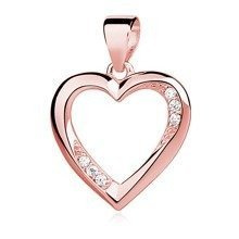 Zawieszka pozłacana różowym złotem puste serce udekorowane cyrkoniami