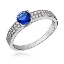 Srebrny pierścionek pr.925 cyrkonia biała i szafirowa
