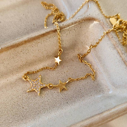 Naszyjnik pozłacany gwiazdki z cyrkoniami