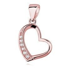 Zawieszka pozłacana różowym złotem serce z cyrkoniami na jednym boku