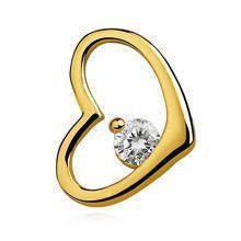 Srebrna zawieszka pr.925 serce pozłacane z pojedynczą cyrkonią