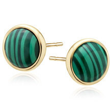 Kolczyki pozłacane wkrętki z malachitem