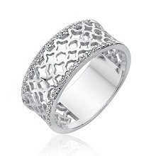 Pierścionek srebrny szeroka ażurowa obrączka