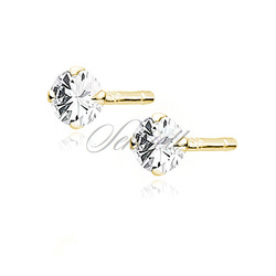 Kolczyki Diana pozłacane z białą cyrkonią 3 mm