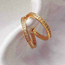 Kolczyki pozłacane otwarte kółka z cyrkoniami