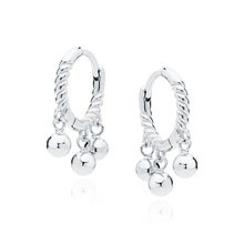 Kolczyki srebrne kółka z wiszącymi kulkami