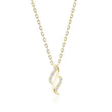 Srebrny pozłacany naszyjnik pr.925 z białymi cyrkoniami