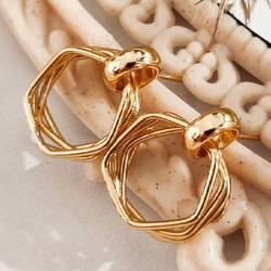 Kolczyki pozłacane zawijane wiszące kółka