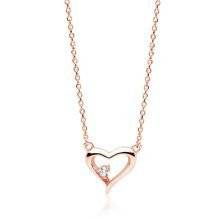 Naszyjnik pozłacany różowym złotem delikatne serduszko z cyrkonią