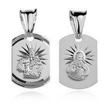 Srebrny medalik Jezus / Matka Boska Szkaplerzna