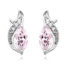 Srebrne kolczyki z cyrkoniami pr.925 jasnoróżowa cyrkonia markiza