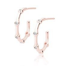 Srebrne pozłacane różowym złotem kolczyki pr.925 otwarte kółka z cyrkoniami