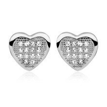 Srebrne kolczyki pr. 925 Cyrkonia microsetting serca
