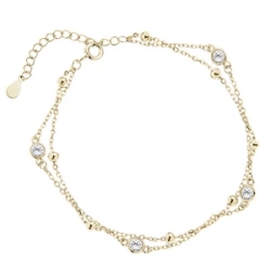 Bransoletka pozłacana z kulkami i białymi cyrkoniami