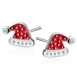 Kolczyki srebrne świąteczne czapki Mikołaja