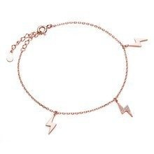 Srebrna pr.925 pozłacana bransoletka - błyskawice z cyrkoniami - różowe złoto