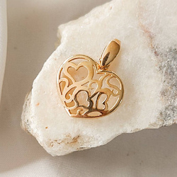 Zawieszka pozłacana ażurowe serce