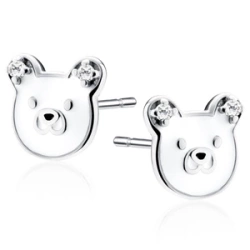 Kolczyki srebrne emaliowane białe misie