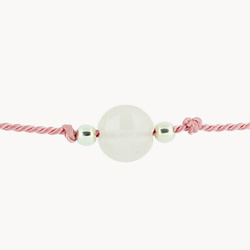 Bransoletka srebrna na sznurku z kwarcem różowym