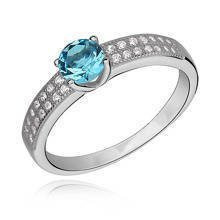 Srebrny pierścionek pr.925 cyrkonia biała i akwamarynowa