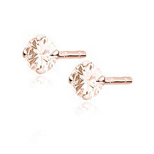 Kolczyki Diana pozłacane różowym złotem z morganitową cyrkonią 4 mm