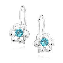 Srebrne kolczyki pr 925 Cyrkonia akwamarynowa