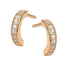 Srebrne kolczyki pr.925 malutkie, minimalistyczne otwarte półkola z cyrkoniami, pozłacane