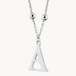 Naszyjnik srebrny literka A na łańcuszku z kuleczkami
