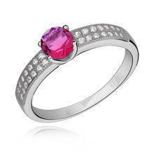Srebrny pierścionek pr.925 cyrkonia biała i rubinowa