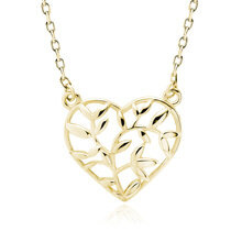 Srebrny pozłacany naszyjnik pr.925 - serduszko z liśćmi