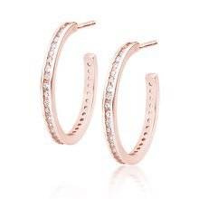 Kolczyki pozłacane różowym złotem otwarte kółka z cyrkoniami