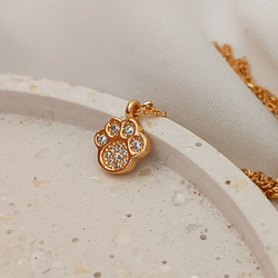 Naszyjnik pozłacany łapka z cyrkoniami pies / kot