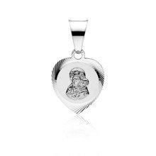 Srebrny medalik serce Matka Boska Częstochowska