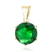 Zawieszka Charlotte pozłacana z zieloną cyrkonią 12 mm