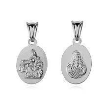 Srebrny medalik Jezus / Matka Boska Szkaplerzna