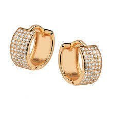 Srebrne kolczyki pr.925 kółka z pięcioma rzędami cyrkonii, pozłacane