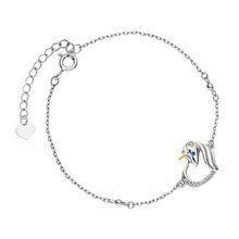 Bransoletka srebrna jednorożec z białymi cyrkoniami i szafirowym okiem