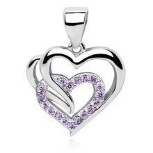 Srebrna zawieszka pr.925 potrójne serce z fioletowymi cyrkoniami