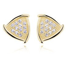 Srebrne kolczyki pr. 925 Cyrkonia microsetting, pozłacane