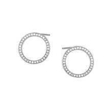 Kolczyki srebrne duże kółka wkrętki wysadzane cyrkoniami