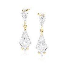 Kolczyki pozłacane ślubne duże wiszące z białymi cyrkoniami