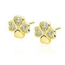 Srebrne kolczyki pr. 925 pozłacane koniczynki z cyrkoniami