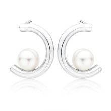 Kolczyki srebrne półksiężyce z perełkami