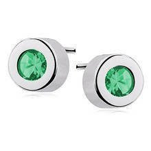 Srebrne okrągłe kolczyki pr.925 Cyrkonia szmaragdowa